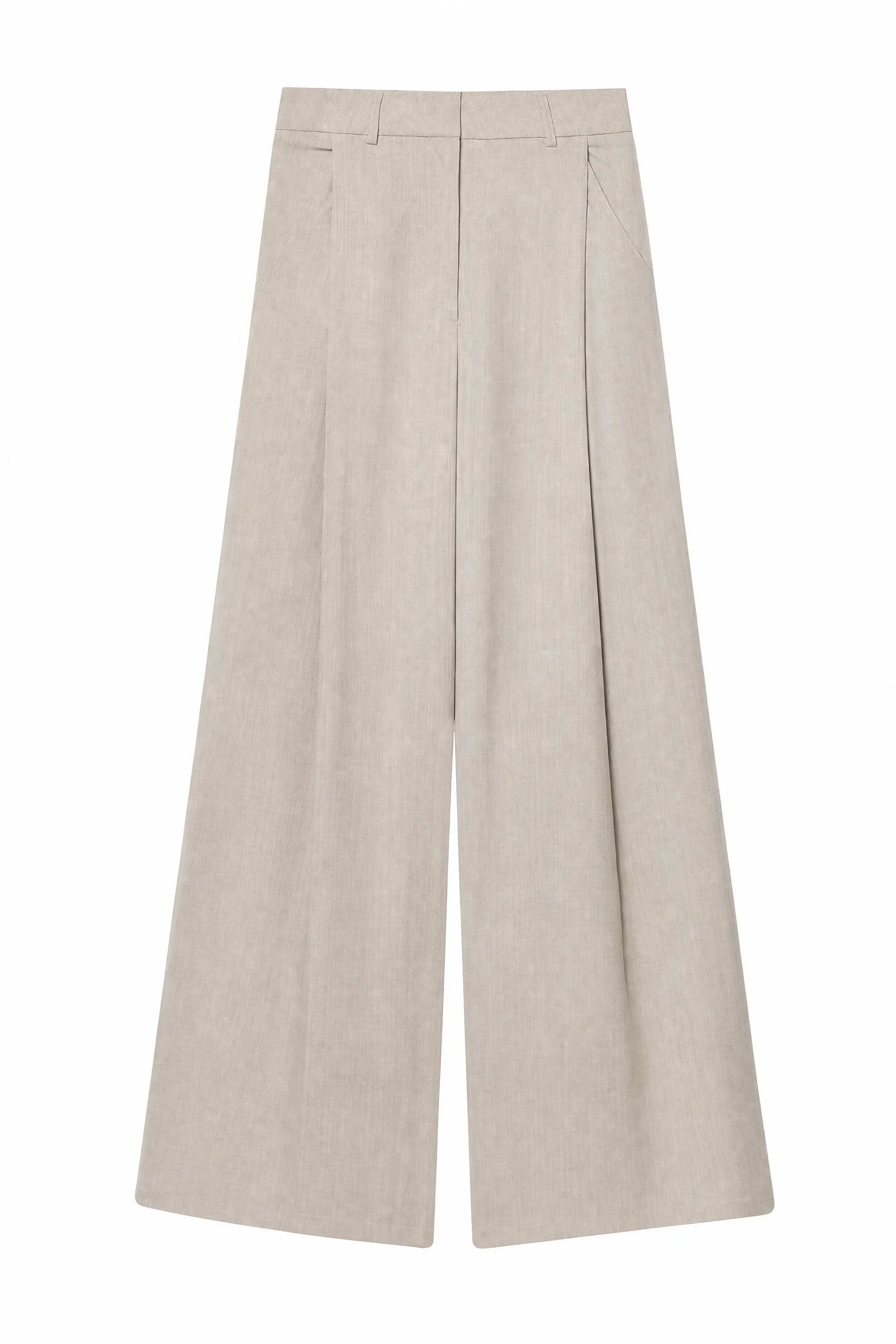 Pantalon beige large plissé | Lounelle Paris