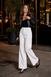 Pantalon blanc ample effet délavé | Deuxième photo lifestyle | Lounelle Paris