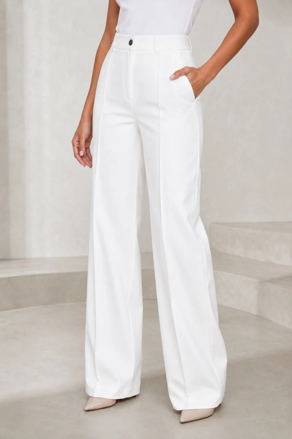 Pantalon de tailleur fluide taille haute | Lounelle Paris
