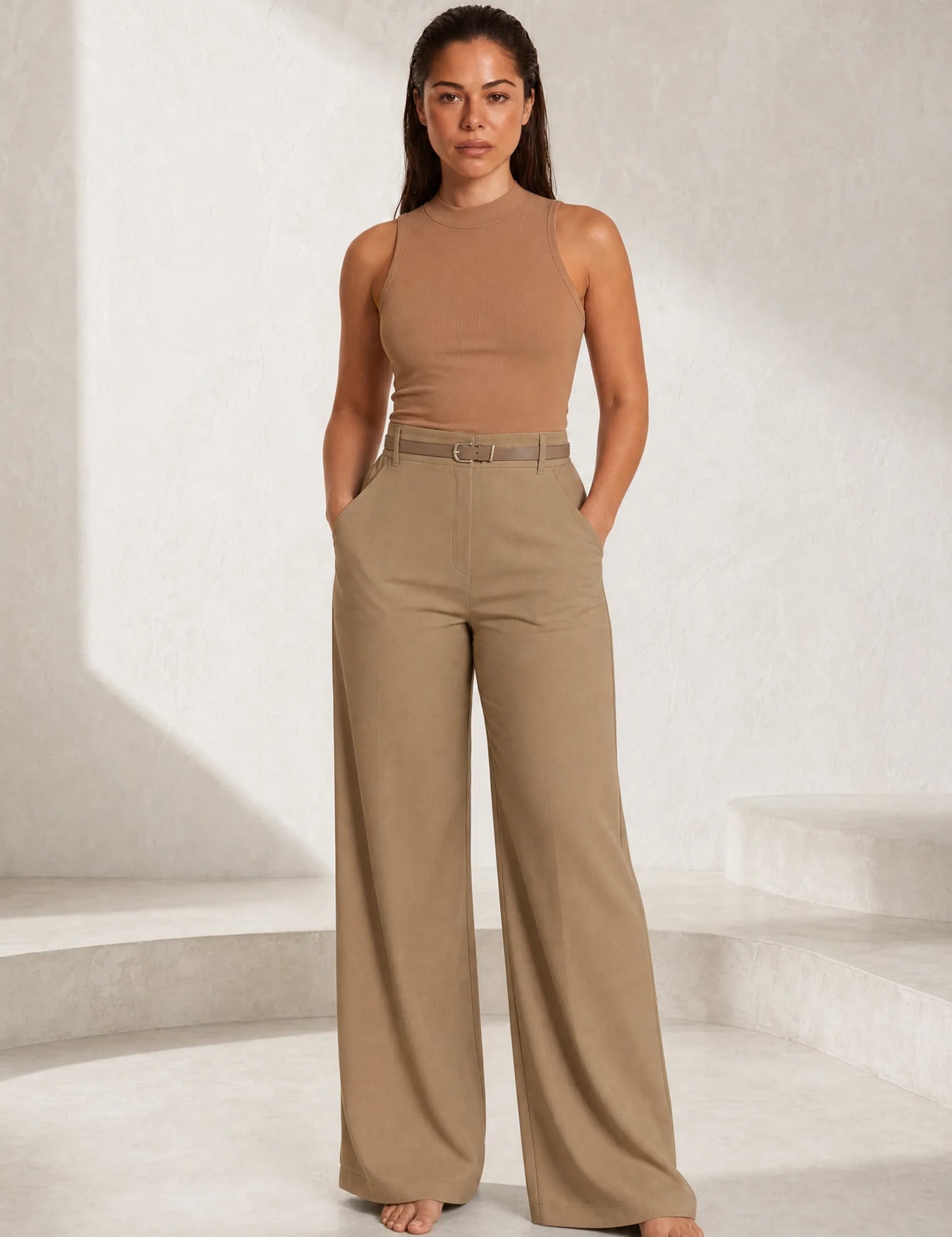 Pantalon fluide taille haute jambe large | Lounelle Paris
