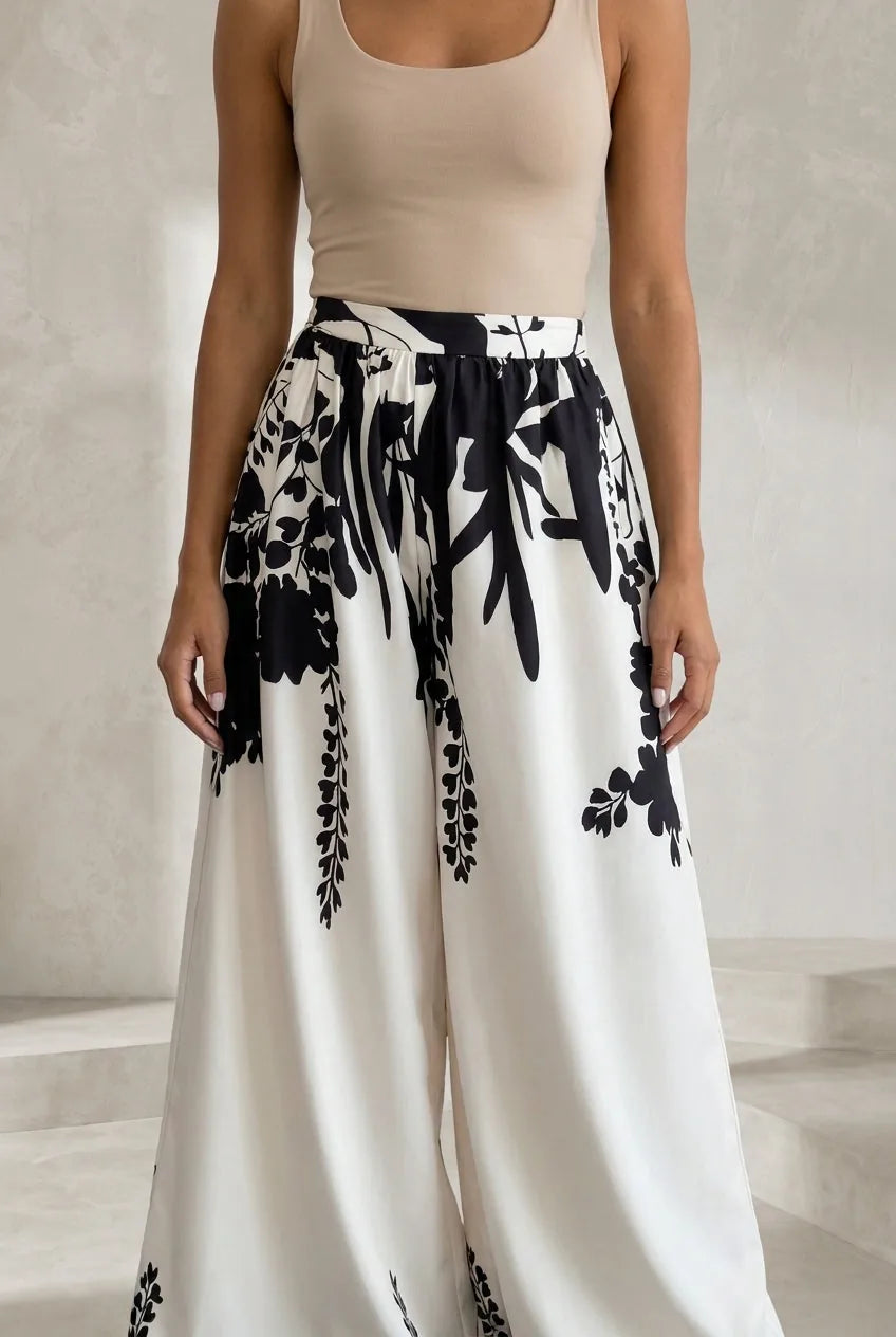 Pantalon large à imprimé floral | Lounelle Paris
