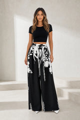 Pantalon large à imprimé floral