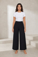 Pantalon large fluide taille haute