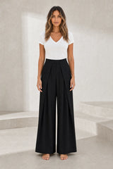 Pantalon large noir plis devant
