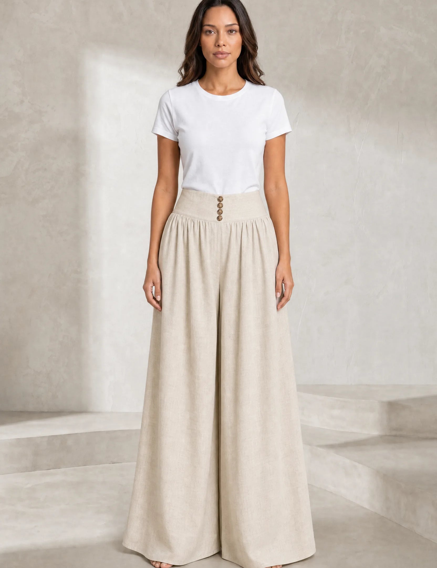 Pantalon large plissé taille haute | Lounelle Paris