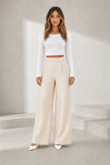 Pantalon large taille haute boutonné