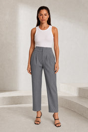 Pantalon tailleur rayé taille haute | Lounelle Paris