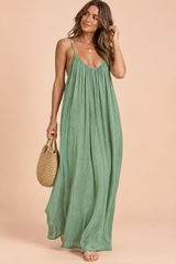 Vestido maxi fluido sem costas Verde-claro