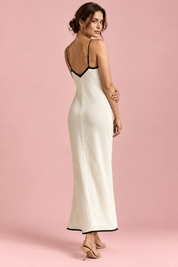 Robe midi écrue à motif chevrons | Vue de dos | Lounelle Paris