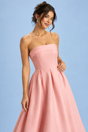 Robe midi patineuse bustier rose | Vue rapprochée | Lounelle Paris