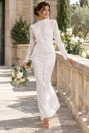 Robe longue blanche en dentelle | Photo lifestyle | Lounelle Paris
