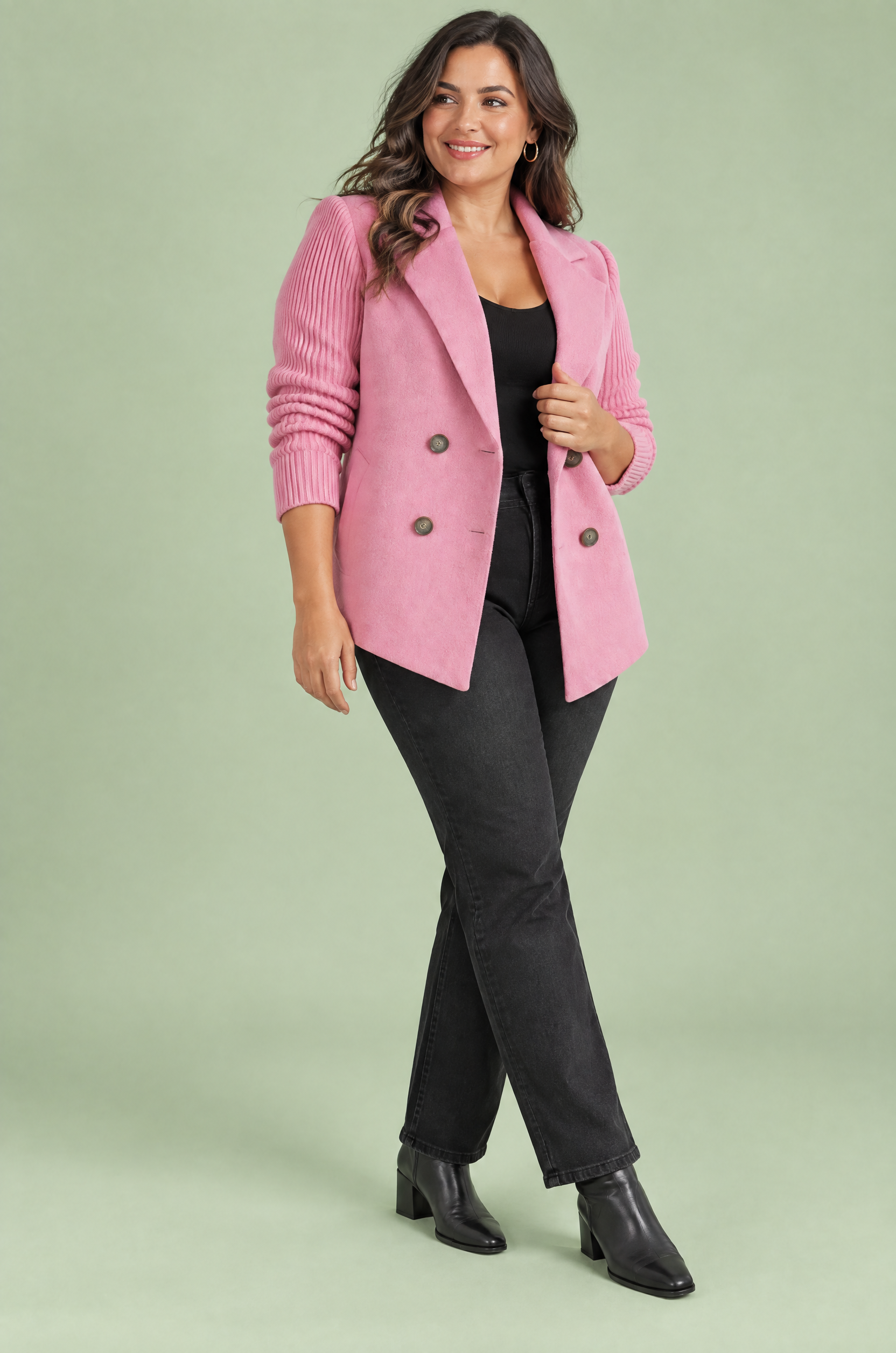 Blazer rose croisé à revers | Porté sur une autre silhouette | Lounelle Paris