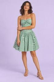 Robe verte rayée bustier dos nu | Vue de face | Lounelle Paris