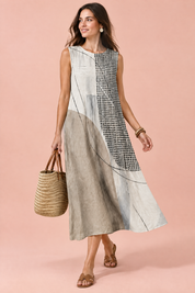 Robe midi écrue à imprimé floral | Vue en mouvement | Lounelle Paris
