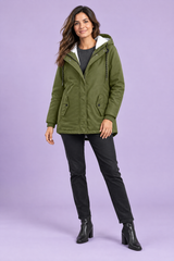 Parka oversized com capuz verde tropa