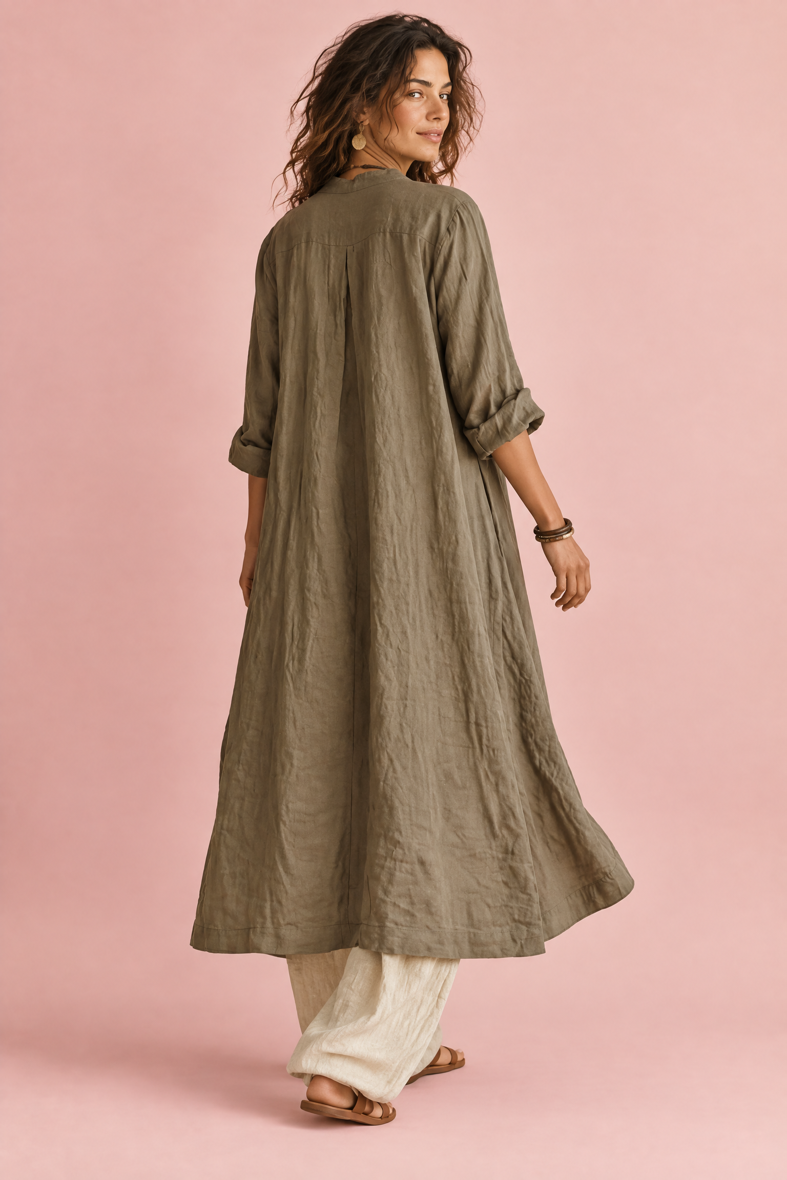 Ensemble olive rayé fluide | Vue de dos | Lounelle Paris