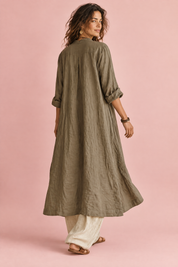 Ensemble olive rayé fluide | Vue de dos | Lounelle Paris