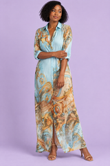 Vestido-camisa midi estampado azul-claro