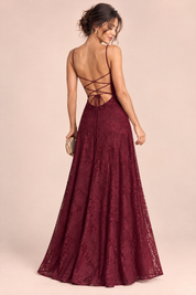 Robe longue fleurie bordeaux à col bénitier | Vue de dos | Lounelle Paris
