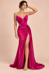 Vestido Comprido Drapeado sem Alças Rosa