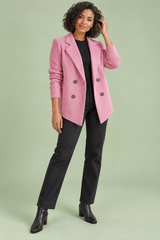 Blazer cor-de-rosa de trespasse com lapelas