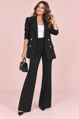 Conjunto de Alfaiataria Preto com Fecho Duplo