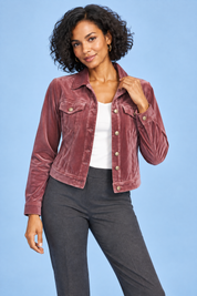 Veste-chemise rouge à poches utilitaires | Vue rapprochée | Lounelle Paris