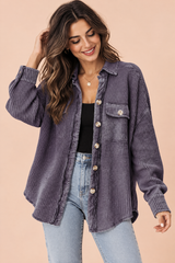 Sobrecamisa roxa com bainha desfiada