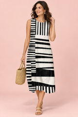 Vestido midi branco com estampado floral