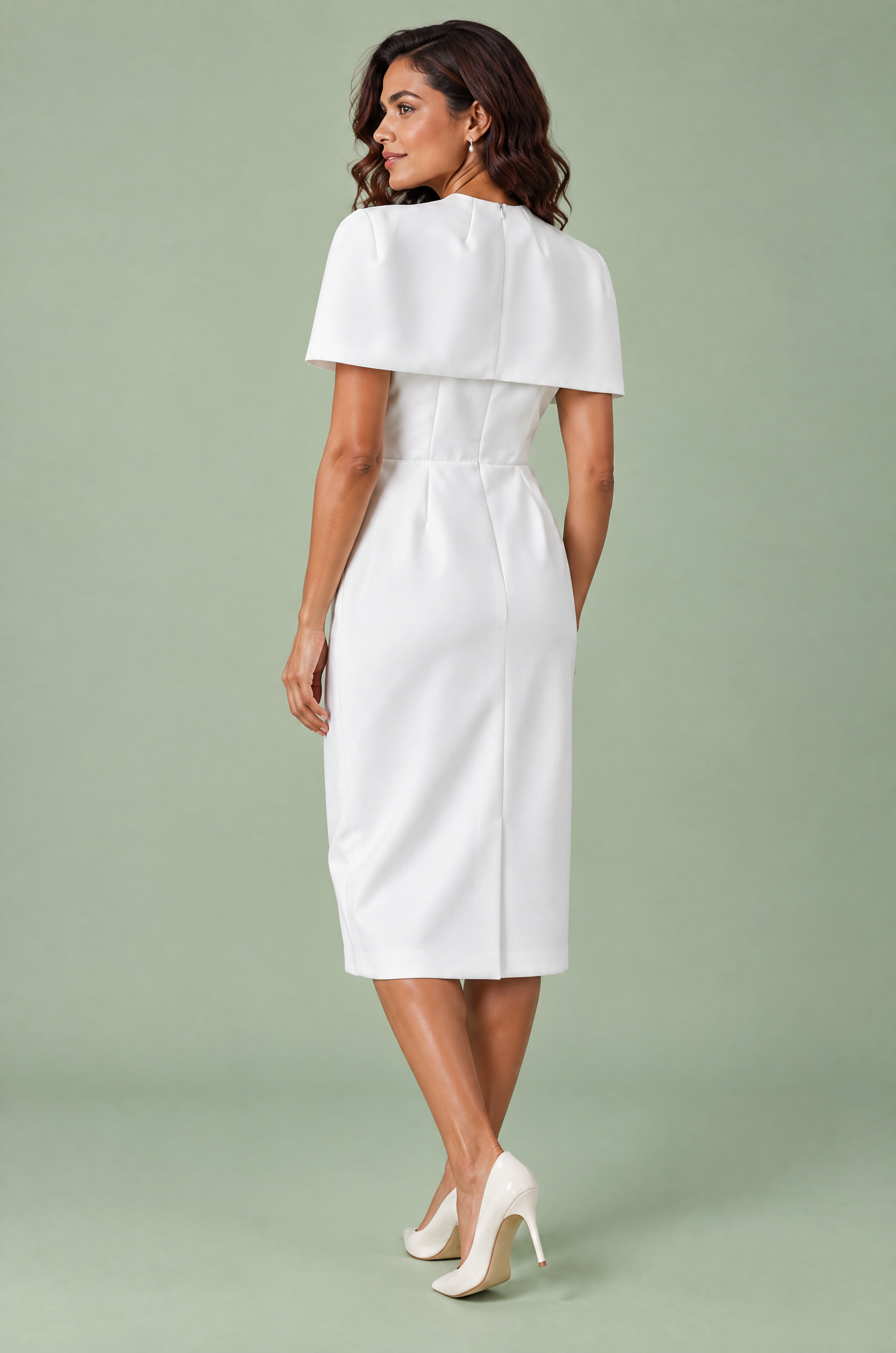 Robe blanche midi près du corps | Vue de dos | Lounelle Paris