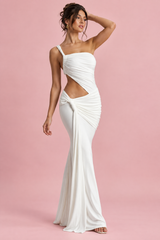 Vestido Assimétrico Branco com Abertura