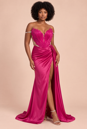 Robe longue bustier froncée rose | Porté sur une autre silhouette | Lounelle Paris