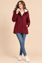 Parka oversized com capuz bordeaux