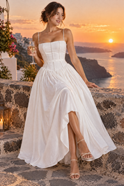 Robe longue blanche à corset | Deuxième photo lifestyle | Lounelle Paris