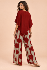 Ensemble pantalon rouge à pois | Vue de dos | Lounelle Paris
