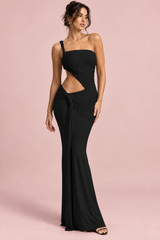 Vestido Assimétrico Preto com Abertura