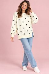 Sweatshirt oversized off-white com bolinhas