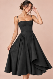 Robe bustier midi noire | Vue rapprochée | Lounelle Paris