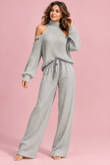 Conjunto oversized de duas peças com recorte em cinzento