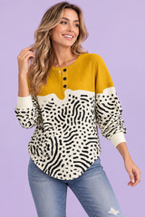 Top Mostarda Estampado em Malha Waffle