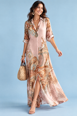 Vestido-camisa midi estampado rosa