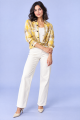 Camisa oversized de xadrez amarela com botões