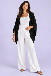 Gilet noir décontracté ouvert | Vue de face | Lounelle Paris