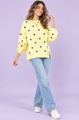 Sweatshirt oversized amarela com bolinhas