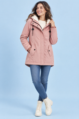 Parka oversized com capuz cor-de-rosa