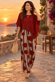 Ensemble pantalon rouge à pois | Deuxième photo lifestyle | Lounelle Paris