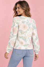 Cardigan blanc cassé boutonné à col rond | Vue de dos | Lounelle Paris