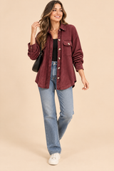 Sobrecamisa bordô com bainha desfiada