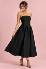Vestido midi cai-cai evasé preto