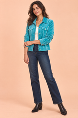 Casaco-camisa azul com bolsos utilitários